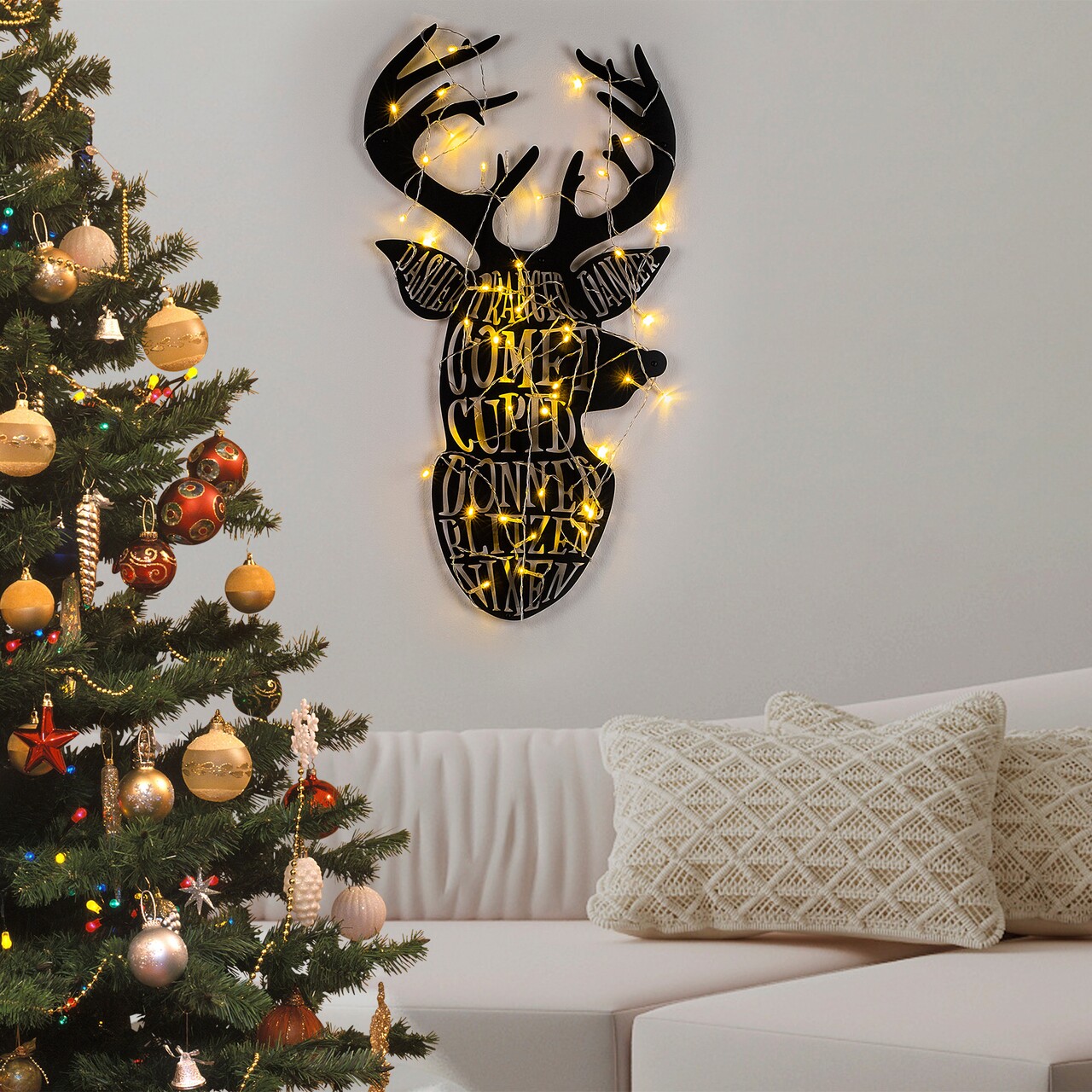 Decoratiune de luminoasa XMASBLACK-003, Tanelorn, 36x56 cm, metal, negru - imagine 7